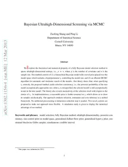 Bayesian Ultrahigh-Dimensional Screening Via MCMC