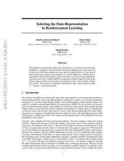 Selecting the State-Representation in Reinforcement Learning