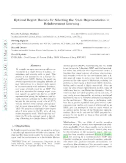Optimal Regret Bounds for Selecting the State Representation in
  Reinforcement Learning