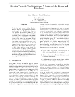 Decision-Theoretic Troubleshooting: A Framework for Repair and
  Experiment