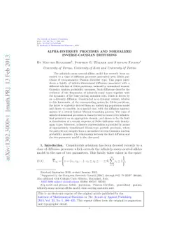 Alpha-diversity processes and normalized inverse-Gaussian diffusions