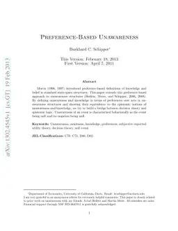 Preference-Based Unawareness