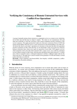 Verifying the Consistency of Remote Untrusted Services with
  Conflict-Free Operations