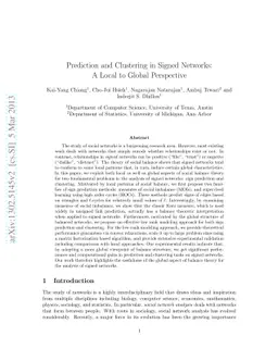 Prediction and Clustering in Signed Networks: A Local to Global
  Perspective