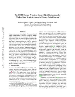 The CORE Storage Primitive: Cross-Object Redundancy for Efficient Data
  Repair & Access in Erasure Coded Storage