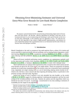 Obtaining error-minimizing estimates and universal entry-wise error
  bounds for low-rank matrix completion
