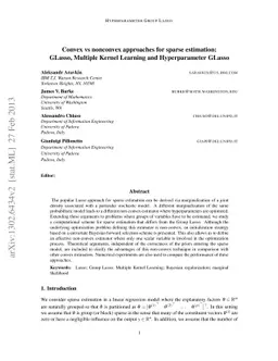 Convex vs nonconvex approaches for sparse estimation: GLasso, Multiple
  Kernel Learning and Hyperparameter GLasso