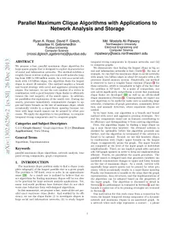 Parallel Maximum Clique Algorithms with Applications to Network Analysis
  and Storage