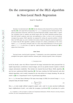 On the convergence of the IRLS algorithm in Non-Local Patch Regression