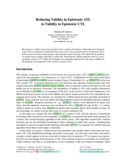 Reducing Validity in Epistemic ATL to Validity in Epistemic CTL