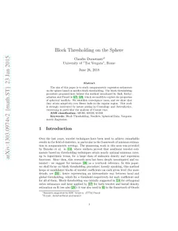 Block Thresholding on the Sphere