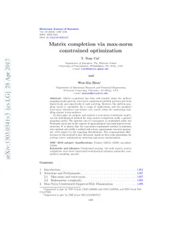 Matrix Completion via Max-Norm Constrained Optimization