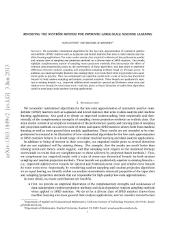 Revisiting the Nystrom Method for Improved Large-Scale Machine Learning