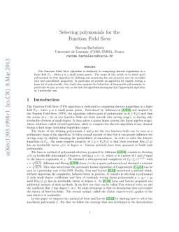 Selecting polynomials for the Function Field Sieve