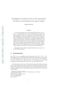Propagation of initial errors on the parameters for linear and Gaussian
  state space models