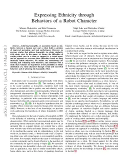 Expressing Ethnicity through Behaviors of a Robot Character