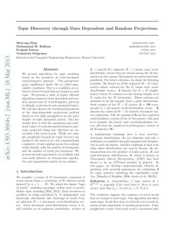 Topic Discovery through Data Dependent and Random Projections