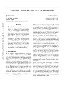 Large-Scale Learning with Less RAM via Randomization