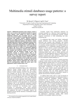 Multimedia stimuli databases usage patterns: a survey report