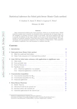 Statistical inference for Sobol pick freeze Monte Carlo method