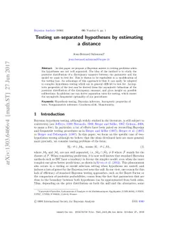 Testing Un-Separated Hypotheses by Estimating a Distance
