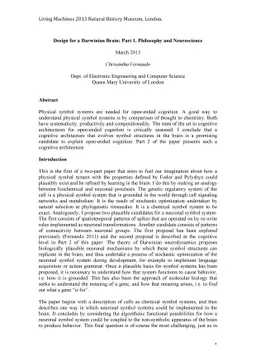 Design for a Darwinian Brain: Part 1. Philosophy and Neuroscience