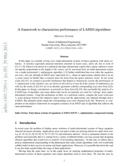 A framework to characterize performance of LASSO algorithms