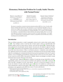 Elementary Deduction Problem for Locally Stable Theories with Normal
  Forms