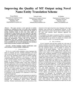 Improving the Quality of MT Output using Novel Name Entity Translation
  Scheme