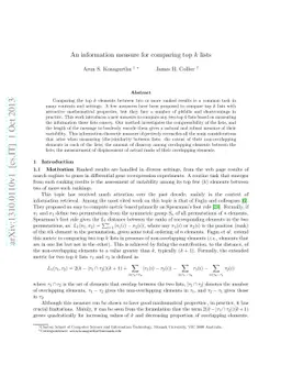 An information measure for comparing top $k$ lists