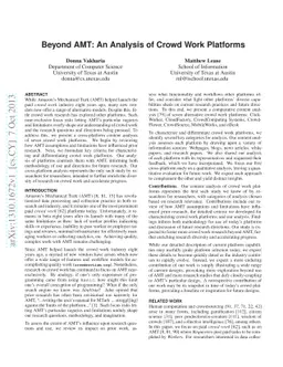 Beyond AMT: An Analysis of Crowd Work Platforms
