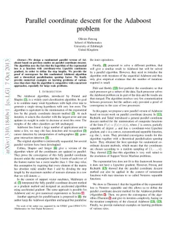 Parallel coordinate descent for the Adaboost problem