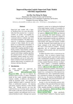 Improved Bayesian Logistic Supervised Topic Models with Data
  Augmentation