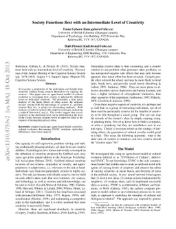 Society Functions Best with an Intermediate Level of Creativity