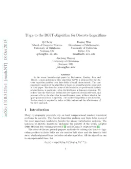 Traps to the BGJT-Algorithm for Discrete Logarithms