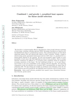 Combined l_1 and greedy l_0 penalized least squares for linear model
  selection