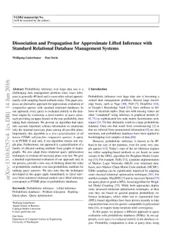Dissociation and Propagation for Approximate Lifted Inference with
  Standard Relational Database Management Systems