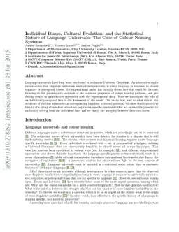 Individual Biases, Cultural Evolution, and the Statistical Nature of
  Language Universals: The Case of Colour Naming Systems