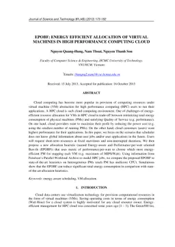 EPOBF: Energy Efficient Allocation of Virtual Machines in High
  Performance Computing Cloud