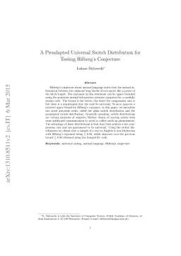 A Preadapted Universal Switch Distribution for Testing Hilberg's
  Conjecture