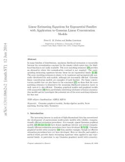 Linear Estimating Equations for Exponential Families with Application to
  Gaussian Linear Concentration Models