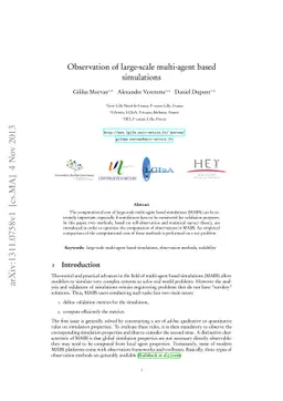 Observation of large-scale multi-agent based simulations