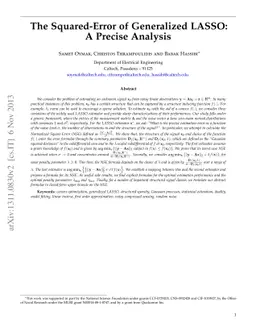 The Squared-Error of Generalized LASSO: A Precise Analysis