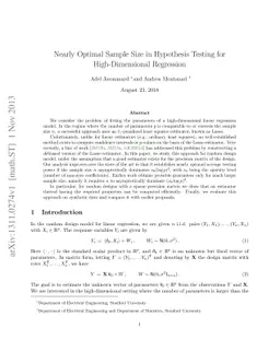 Nearly Optimal Sample Size in Hypothesis Testing for High-Dimensional
  Regression