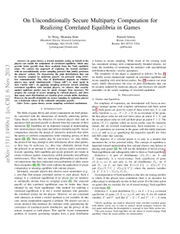 On Unconditionally Secure Multiparty Computation for Realizing
  Correlated Equilibria in Games