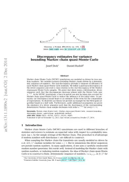 Discrepancy estimates for variance bounding Markov chain quasi-Monte
  Carlo
