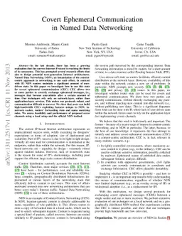 Covert Ephemeral Communication in Named Data Networking