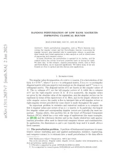 Random perturbation of low rank matrices: Improving classical bounds