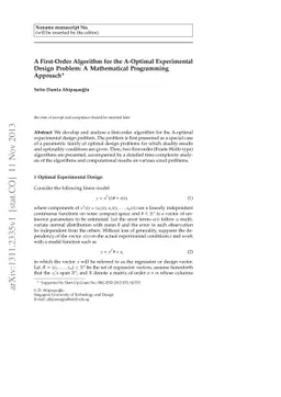 A First-Order Algorithm for the A-Optimal Experimental Design Problem: A
  Mathematical Programming Approach