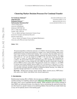 Clustering Markov Decision Processes For Continual Transfer